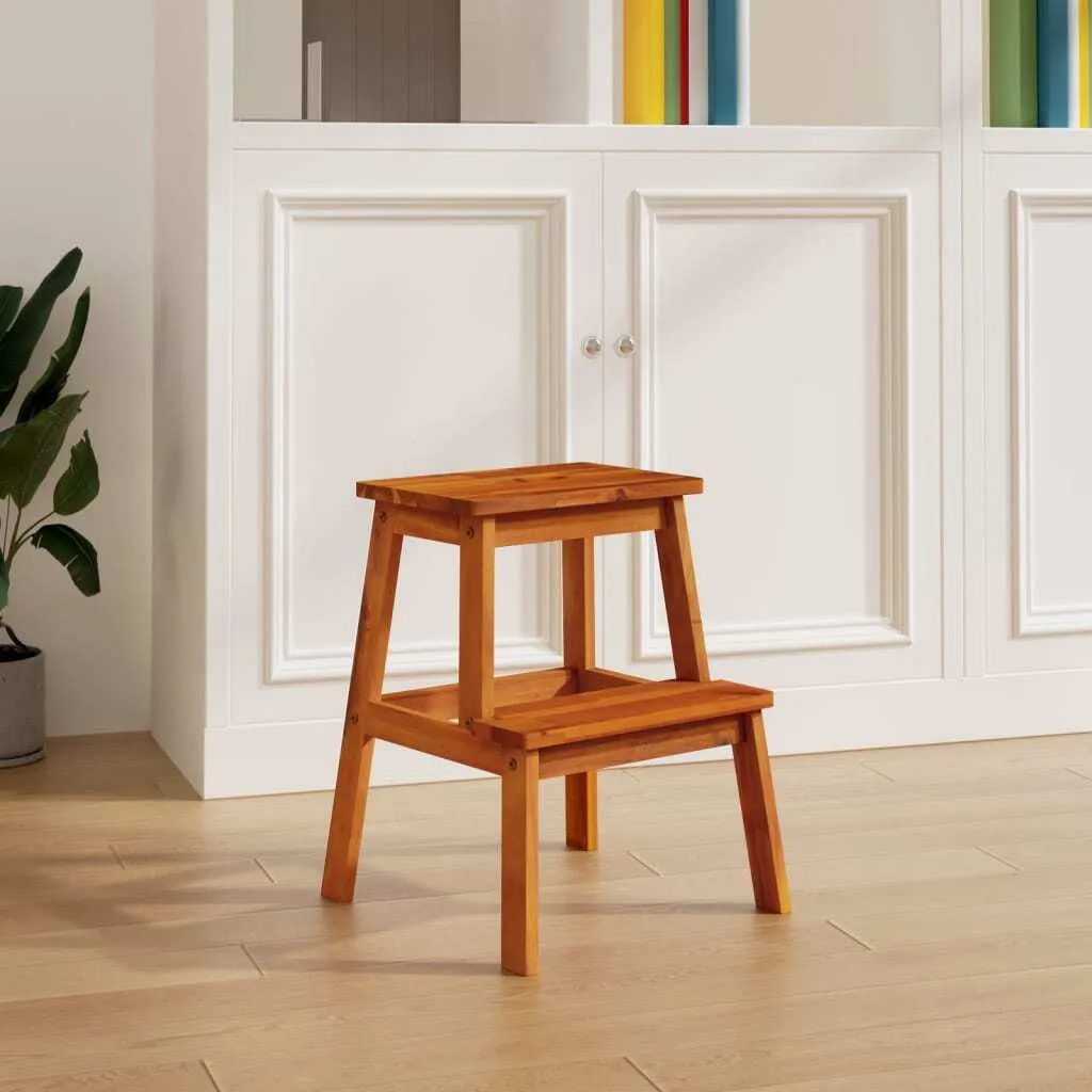 Sgabello Tecnico in Legno Massiccio d'Acacia - Scaletta 2 Gradini 160kg