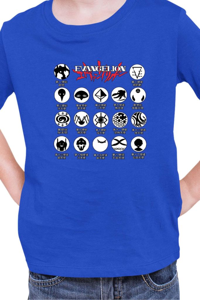 Kinder T-Shirt Japan Manga Anime Comics Animation Neon Anime Genesis Angels Organisation, 12-13 Jahr - 152 / Blau