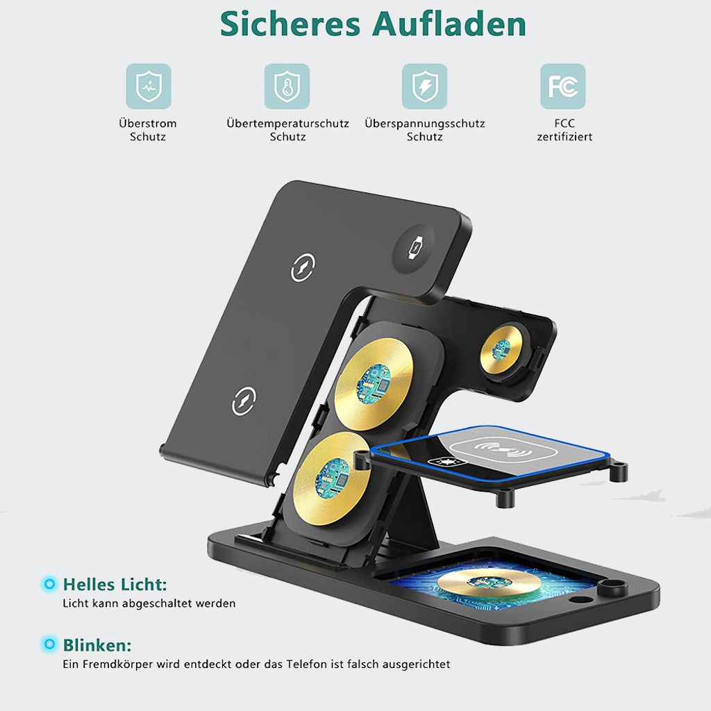Ladestation - 4 in 1 Kabelloses Ladegerät für iPhone, Apple Produktbild 4