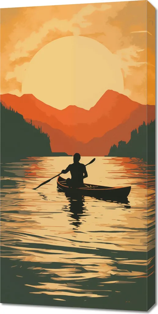 Offerta Quadro su Tela 50x100 cm Tramonto Barca - Arredo Casa Moderno