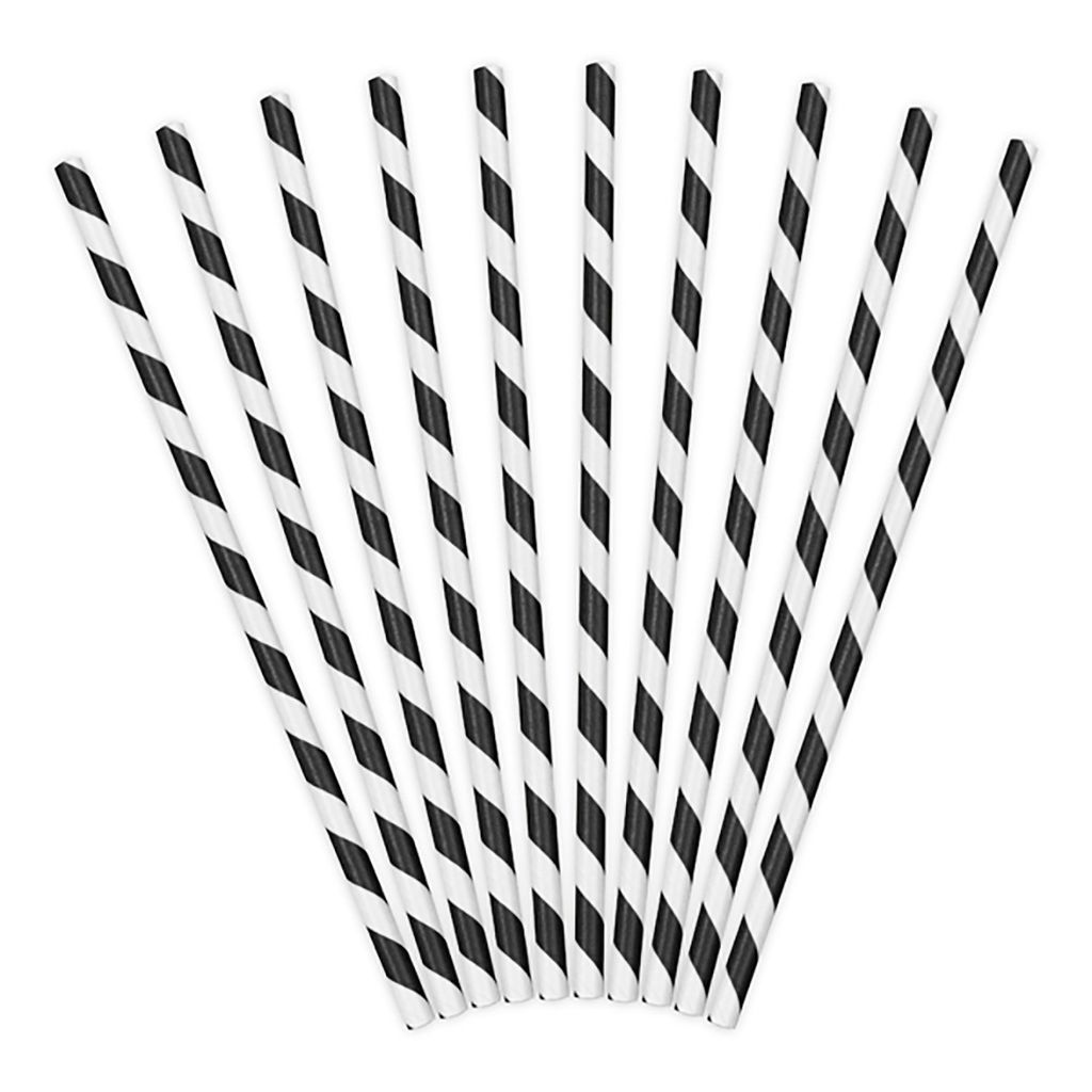 Papierstrohhalme, schwarz, 19,5cm (1 Packung / 10 Stk.) Produktbild 