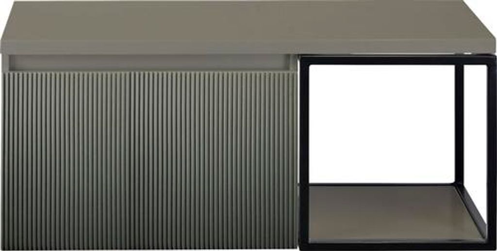 Waschtischunterschrank Sanox Frozen 3D BxHxT 100 x 43 cm x 45 cm Frontfarbe petrol mit Waschtischplatte und Seitenregal