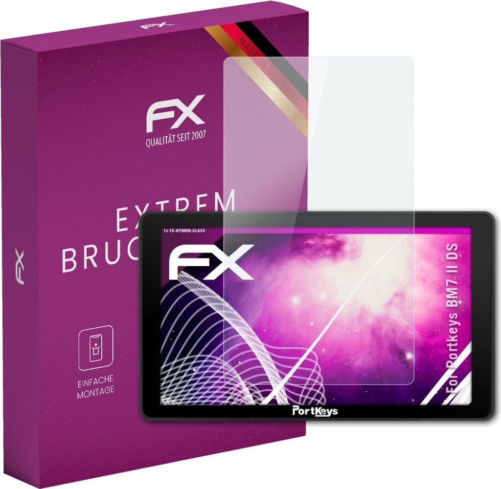 atFoliX FX-Hybrid-Glass Displayfolie kompatibel mit Portkeys BM7 II DS Glasfolie