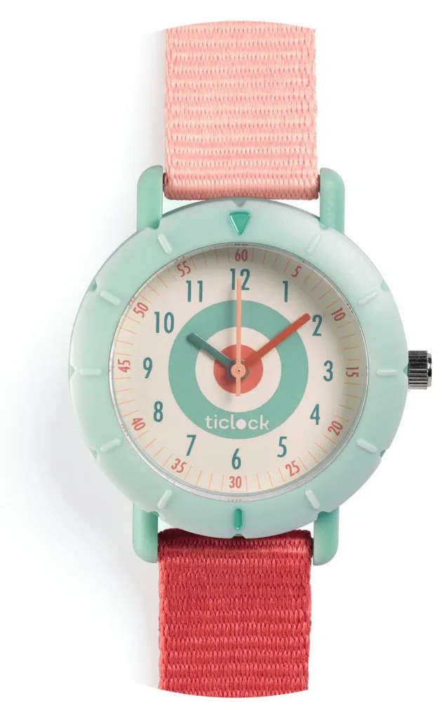 Montre d'apprentissage Djeco rose Tinta pour l'école CP et CE1