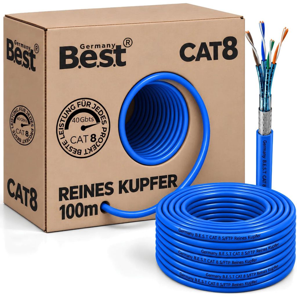 B.E.S.T. 100 m CAT 8.1 Netzwerkkabel S/FTP 40 Gbit/s 2000 Produktbild 
