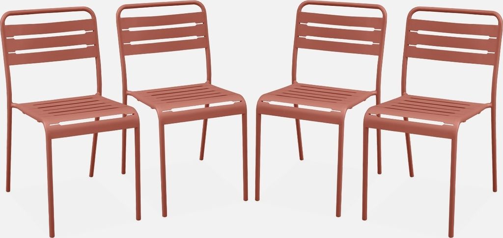 Set 4 sedie da giardino bistrot in acciaio, Terracotta Immagine del prodotto 