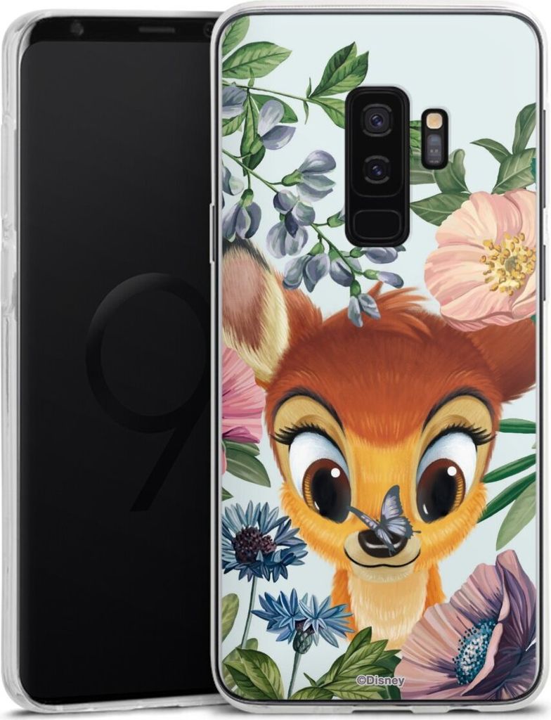 DeinDesign Handyhülle für Samsung Galaxy S9 Plus Silikon Hülle Case Smartphone Schutzhülle Bambi Blumen Disney
