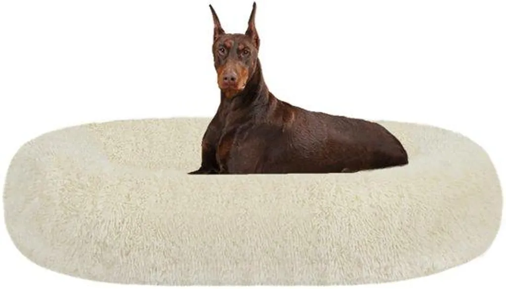Lit pour grand chien 120 cm beige rond lavable idéal confort articulaire