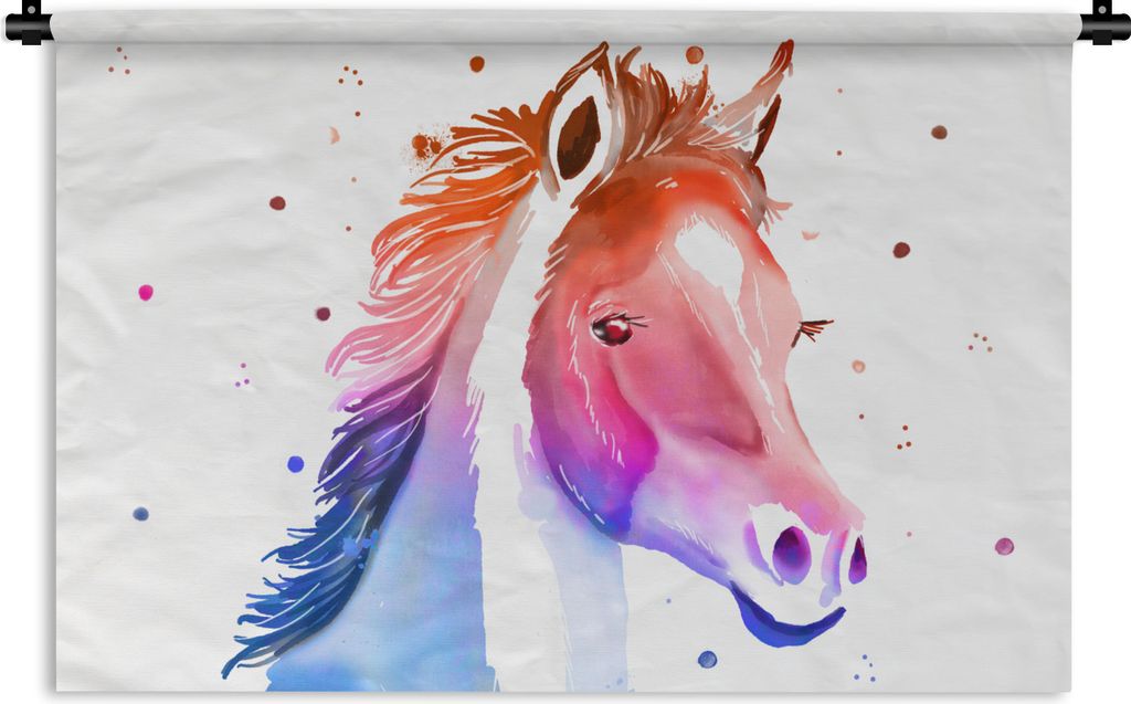 MuchoWow Wandteppich Wandbehang Pferd - Rosa - Lila - Mädchen - Kinder - Mädchen 150x100 cm Tapisserie Dekoration Wandtuch - Waschbar - Tapisse...