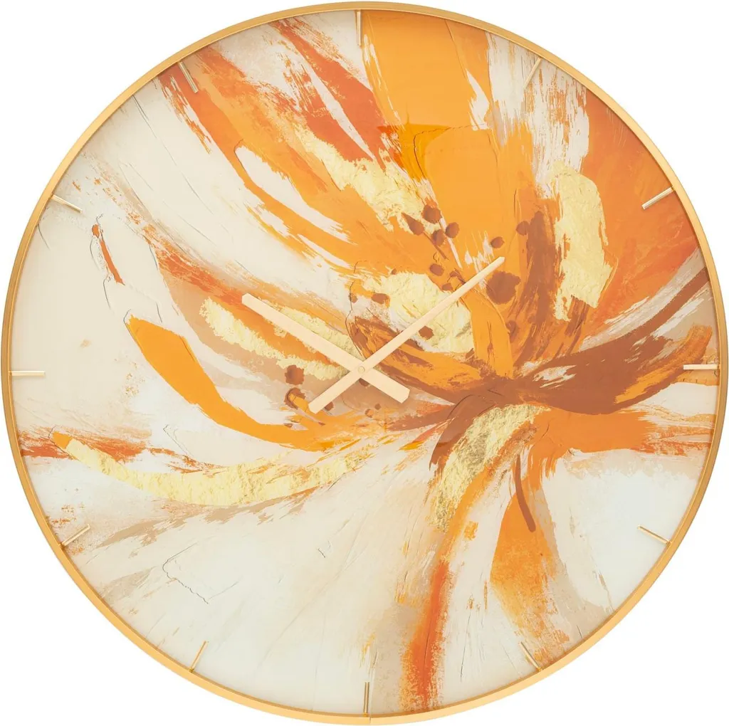 Horloge Design Orange Toply FURNLUX 80cm - Finition Mate et Format Fin
