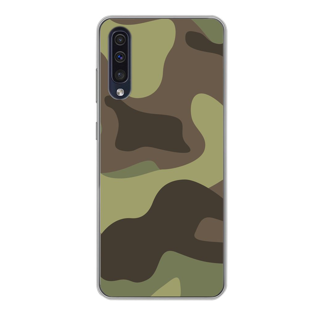 MuchoWow Handyhülle Schutzhülle Hülle für Samsung Galaxy A50 Illustration eines Tarnmusters Silikon Softcase Handy Hülle - Mobiltelefonhülle