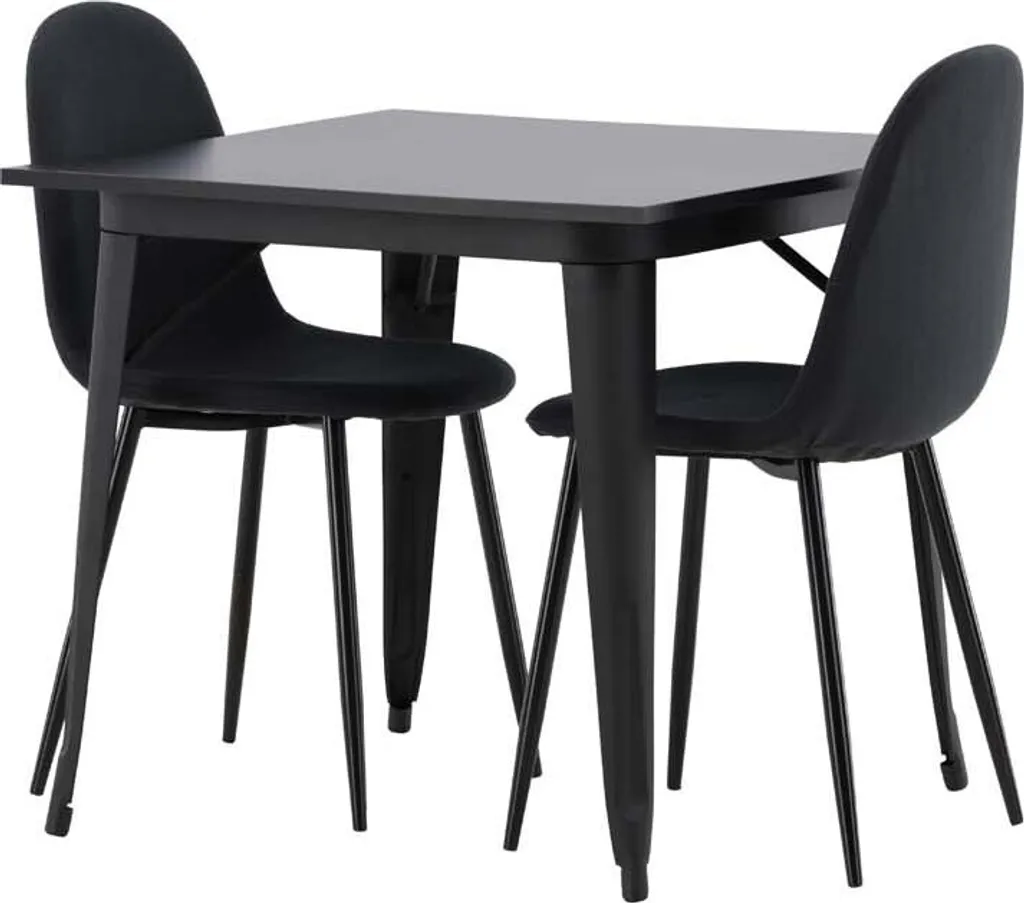 Petit ensemble table et 2 chaises noir Tempe Polar gain de place idéal