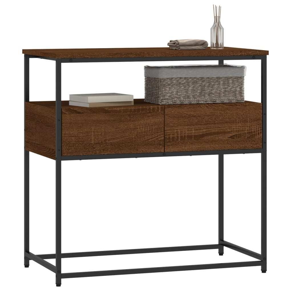 "2026 Aktion"Konsolentisch/Beistelltisch Moderner design - Sofatisch für Wohnzimmer - Braun Eichen-Optik 75x40x75 cm Holzwerkstoff DEMöbel 7742501