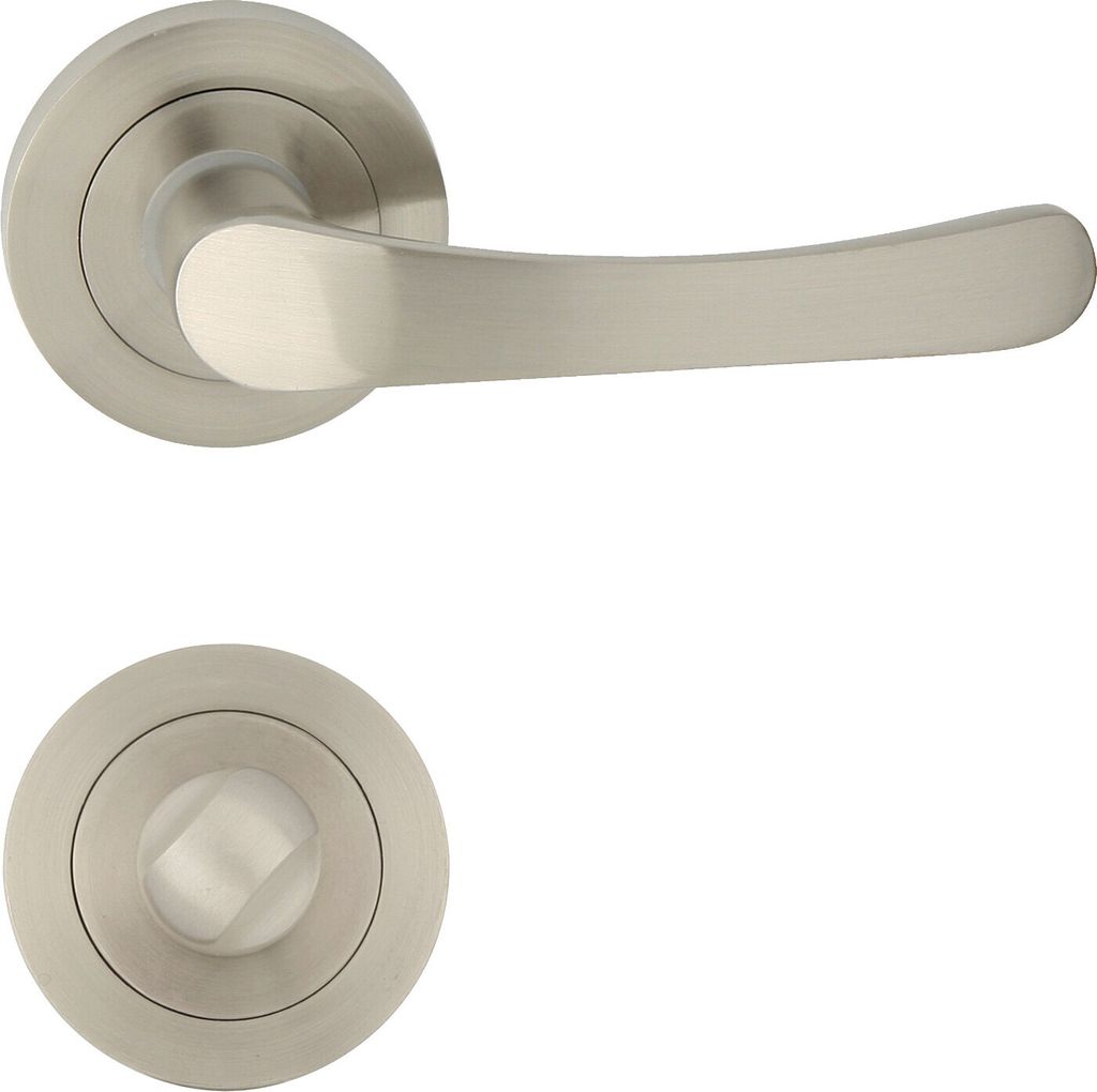 DOMINO Türgriff Drückergarnitur WC -Badezimmer Set | Rund-Rosette | Türklinke für Bürotür, Kellertür & Innentür | Türbeschläge aus Alumin...