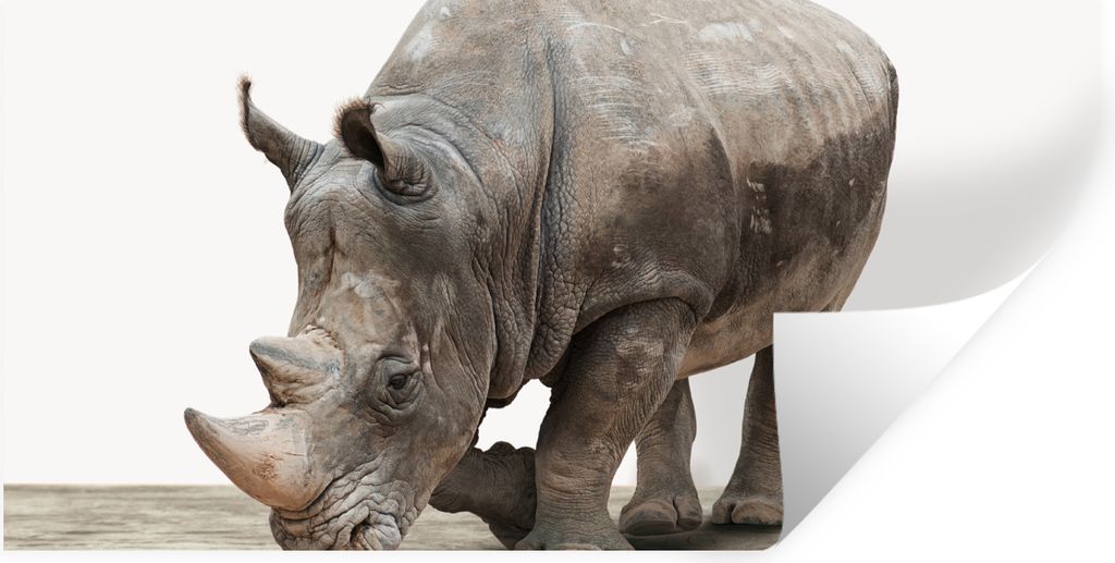 MuchoWow Wandtattoo Wandsticker Wandaufkleber Nashorn - Jungen - Wildtiere - Kinder - Mädchen - Tiere 160x80 cm Selbstklebend und Repositionierb...