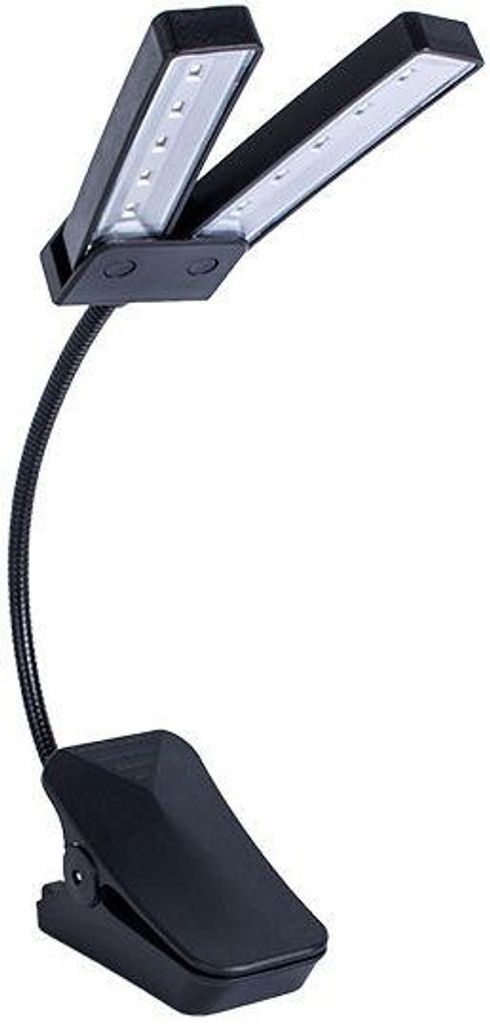 LED Klemmleuchte Asl 40, 2 flexible Arme, 26 cm Schwanenhals, Akku, schwarz