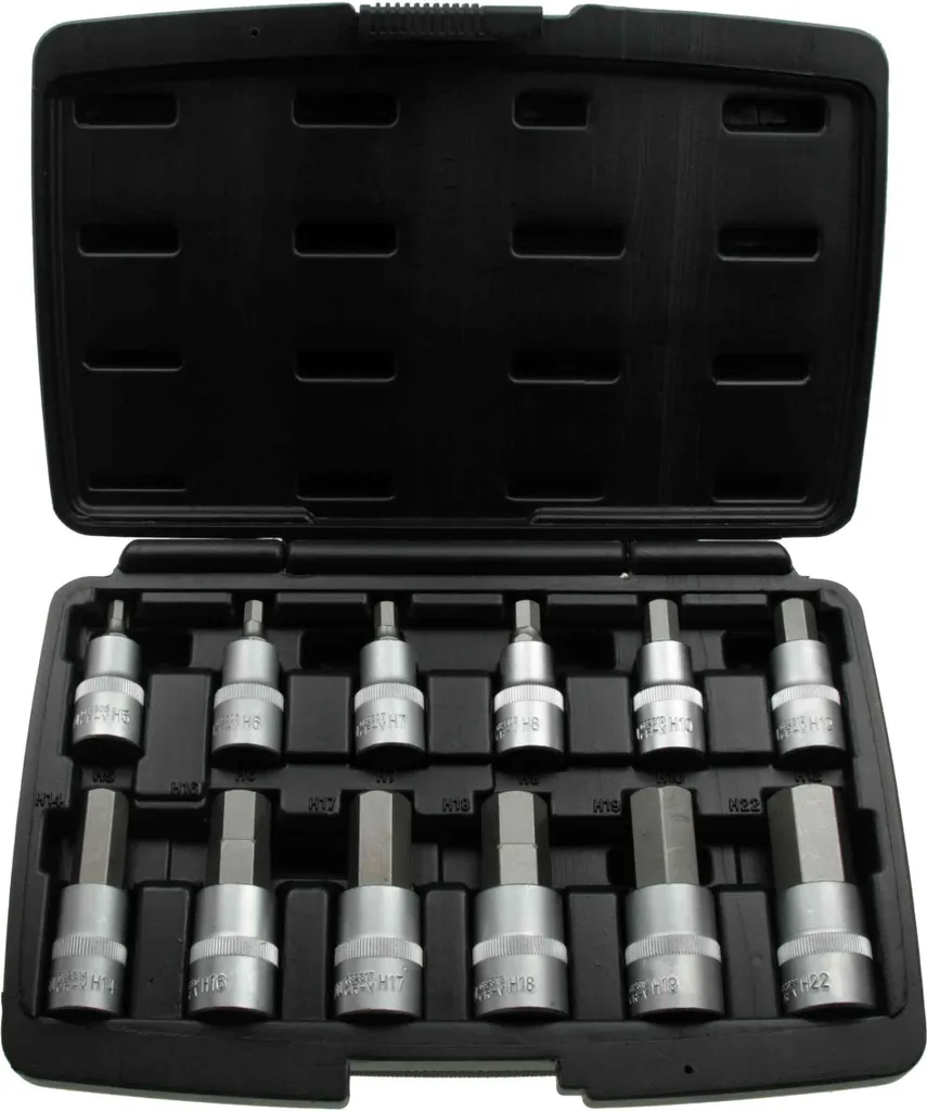 Coffret d'embouts de vissage 1/2 pour vis à six pans creux 5-22 mm - 12 pcs