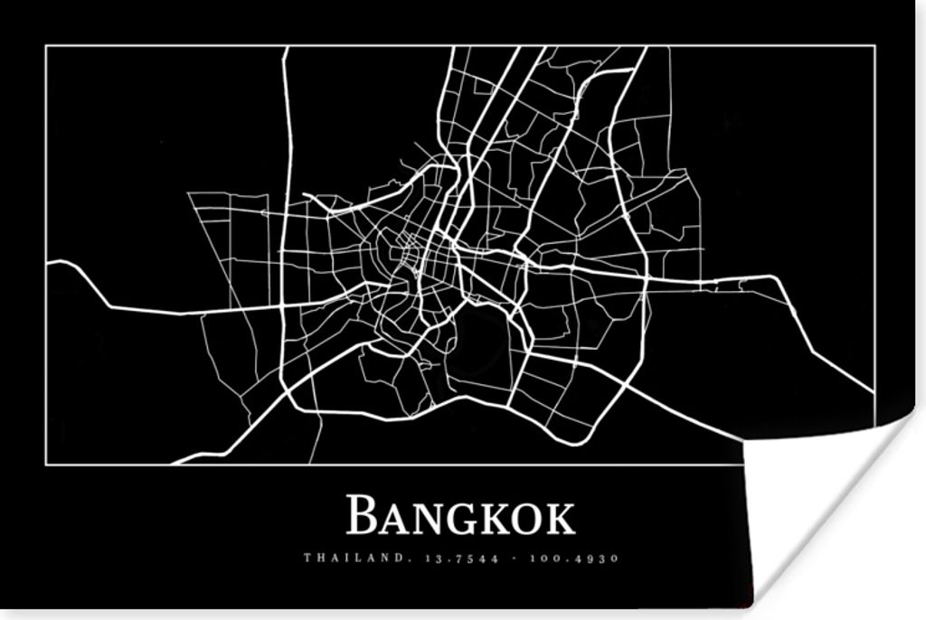 MuchoWow Poster Bangkok - Karte - Stadtplan 120x80 cm - Bilder