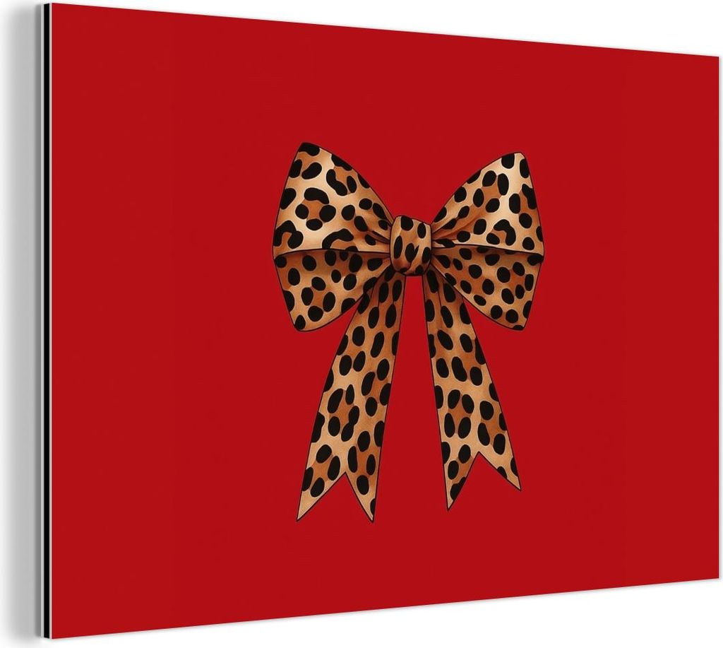 MuchoWow Wanddekoration Metall Metallbild Wandkunst 150x100 cm Fliege - Verschnörkelt - Panther - Rot MuchoWow Aluminium Gemälde - Alu Dibond Bild