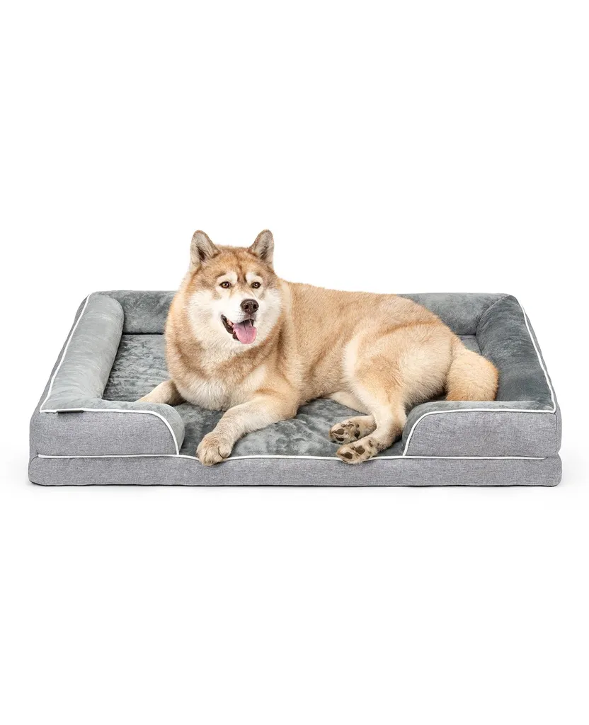 lionto Lit pour chien orthopédique à mémoire de forme gris 122x89x20 cm