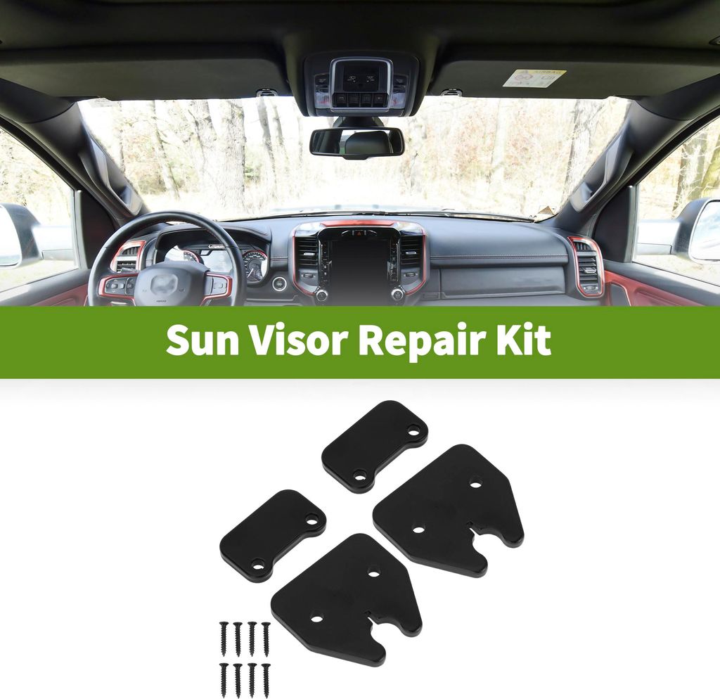 1 Set Sonnenblenden-Reparatursatz Für dodg Für Ram 1500 2019-2023 Aluminiumlegierung Schwarz Sonnenblendenclip Ersatz Fixierung