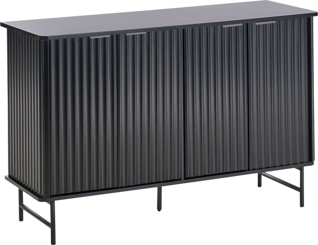 BELIANI Sideboard Schwarz MDF 4 Tür Schrank Lagerung Modern Minimalist Design Wohnzimmer Aufbewahrung