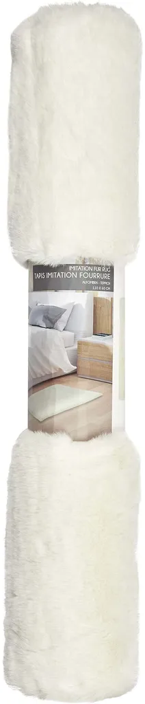Tapis Imitation Fourrure Fin Ecru 110x60cm - Descente de Lit Douceur - 4