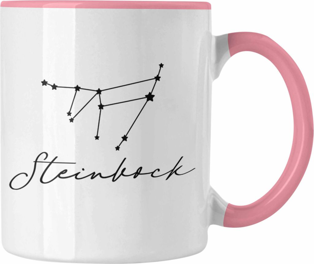 Trendation - Steinbock Sternzeichen Tasse Geschenk Horoskop Tierkreiszeichen (Rosa)
