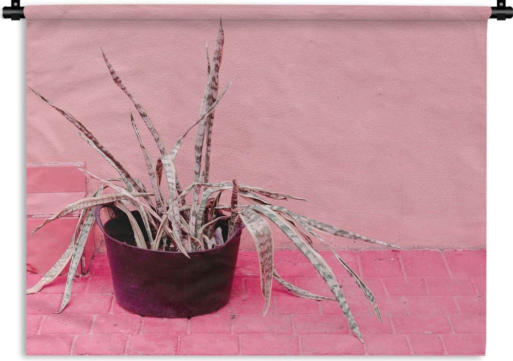 MuchoWow Wandteppich Wandbehang Sommer - Rosa - Pflanzen 120x90 cm Tapisserie Dekoration Wandtuch - Wohnen - Aufhänger für die Wand