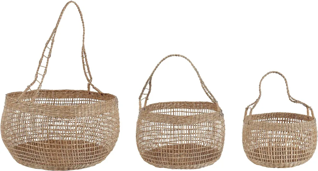 Rangement Maison Boho : Lot 3 Paniers en Jonc de Mer Beliani avec Anses