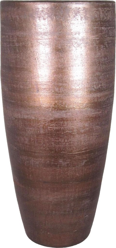 INNA-Glas Große Keramik kübel THORAN mit Maserung, Kupfer, 90cm, Ø37cm - Deko Blumentopf
