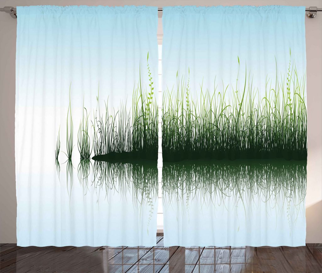 ABAKUHAUS Natur Rustikaler Vorhang, Frühlingszeit Sonnenuntergang See, Wohnzimmer Universalband Gardinen mit Schlaufen und Haken, 280 x 225 cm, Gr...