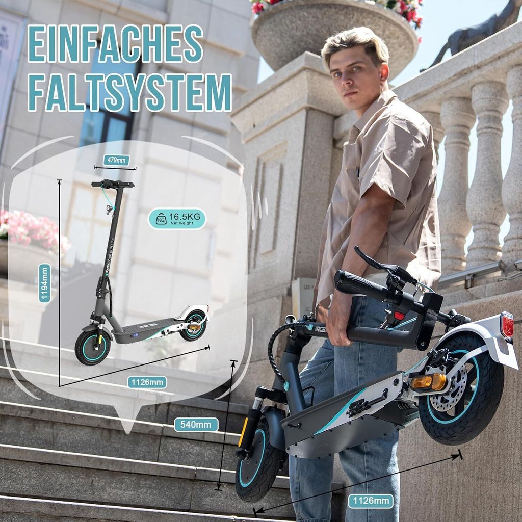 RCB TECH 10" Elektroroller,E-Scooter mit Straßenzulassung Produktbild 6