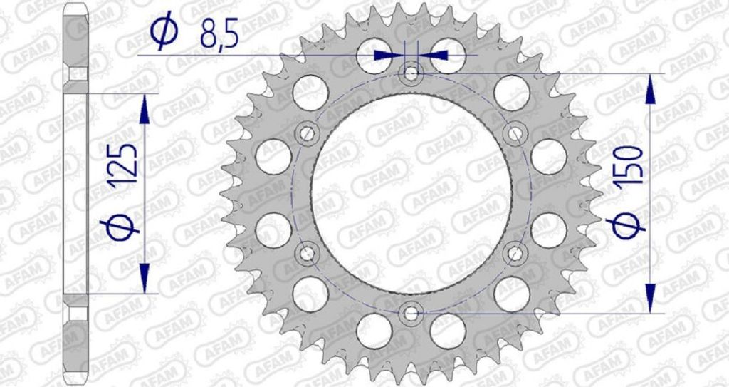 AFAM Ultraleichtes selbstreinigendes Aluminiumritzel hinten 72304 - 520