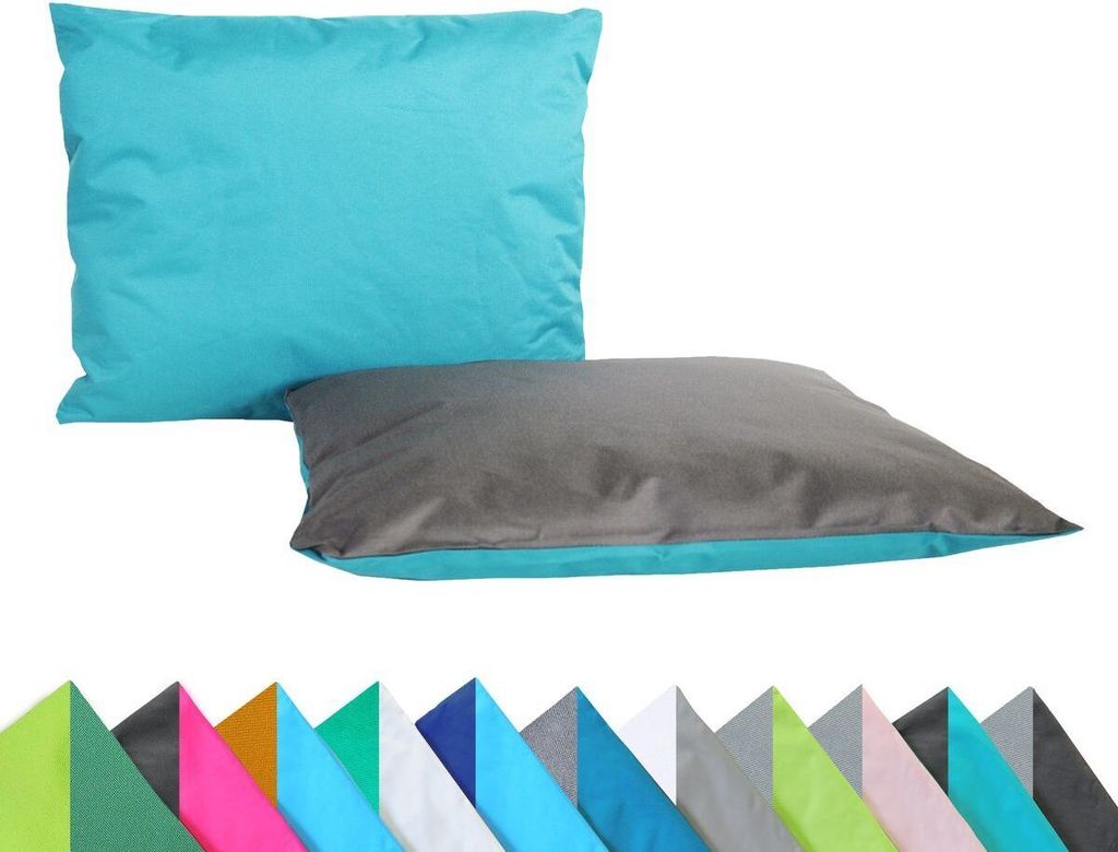 JACK 2er Set Wende Outdoor Kissenhülle Kissenbezug 2-farbig 30x50cm Wasserfest Lounge Kissen Garten Stuhl Lotus Effekt, Farbe:Petrol - Anthrazit