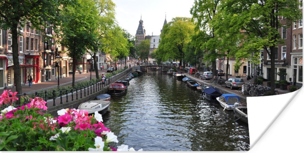 MuchoWow Poster Amsterdam - Sommer - Blumentöpfe 80x40 cm - Wanddeko