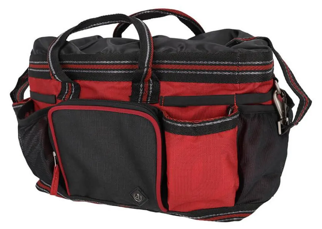 Sac de pansage QHP rouge sunset : multi-poches et finition haute qualité