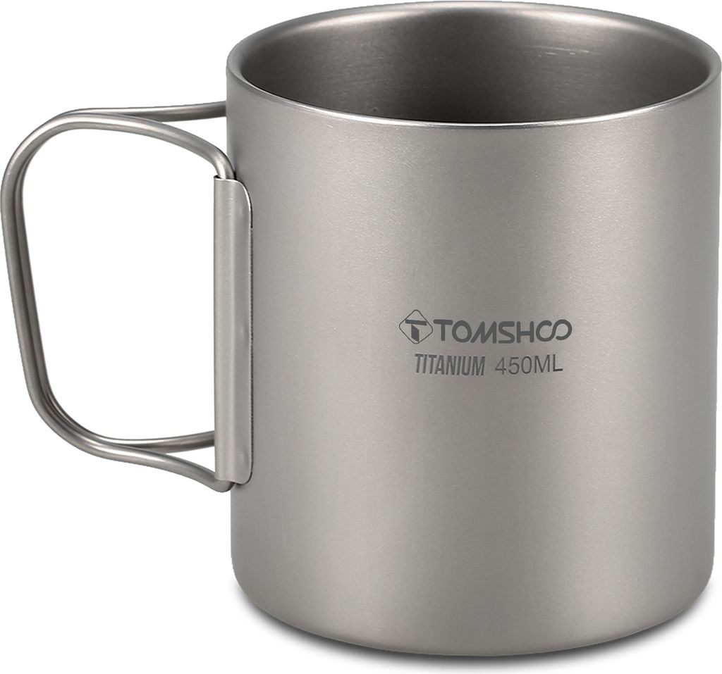TOMSHOO 220/350/450 / 600ml Doppelwandige Titan-Wasserbecher-Kaffeetasse fš¹r das Home Office Camping im Freien Wandern Rucksack Picknick