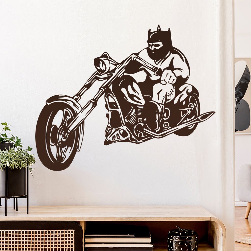 Biker Wandtattoo in 6 Größen - Wandaufkleber Wall Sticker - Dekoration, Küche, Wohnzimmer, Schlafzimmer, Badezimmer