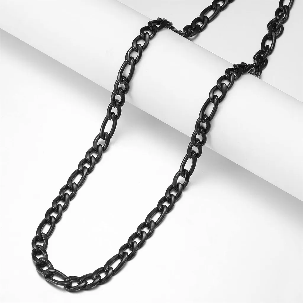 Collana Figaro da uomo in acciaio inossidabile argentato con catena a cordoncino 5 mm 45-90 cm - 12