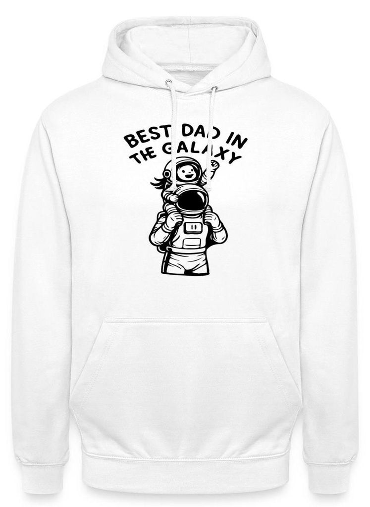 Spreadshirt Astronaut Papa Mit Kind | Best Dad In The Galaxy Uni Hoodie, XXL, Weiß