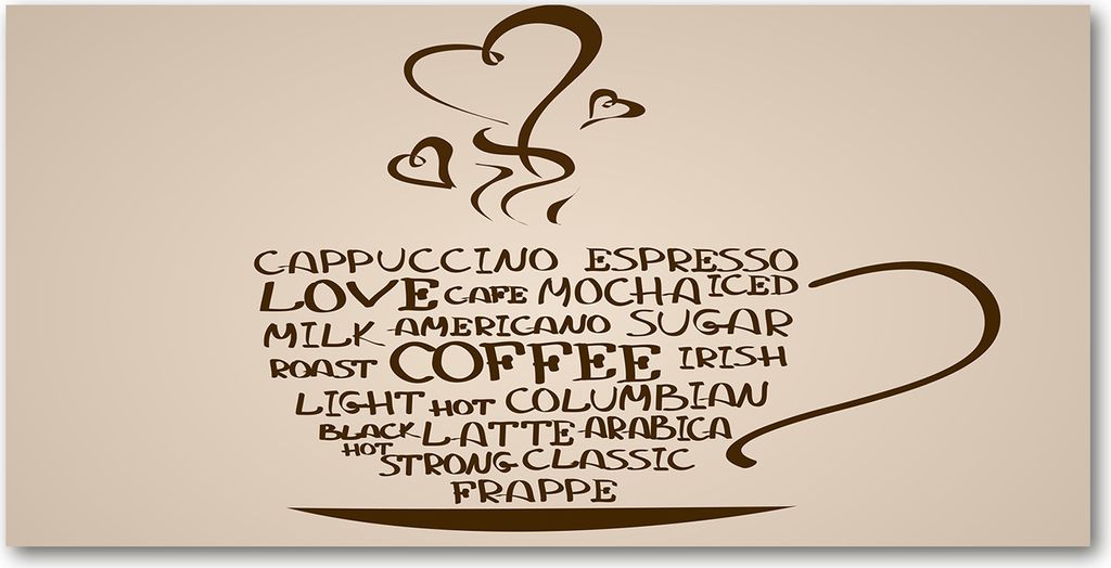 Tulup Leinwandbild - 120x60 cm - Wandkunst - Drucke auf Leinwand - Leinwanddruck - Sprüche - Braun - Tasse Kaffee