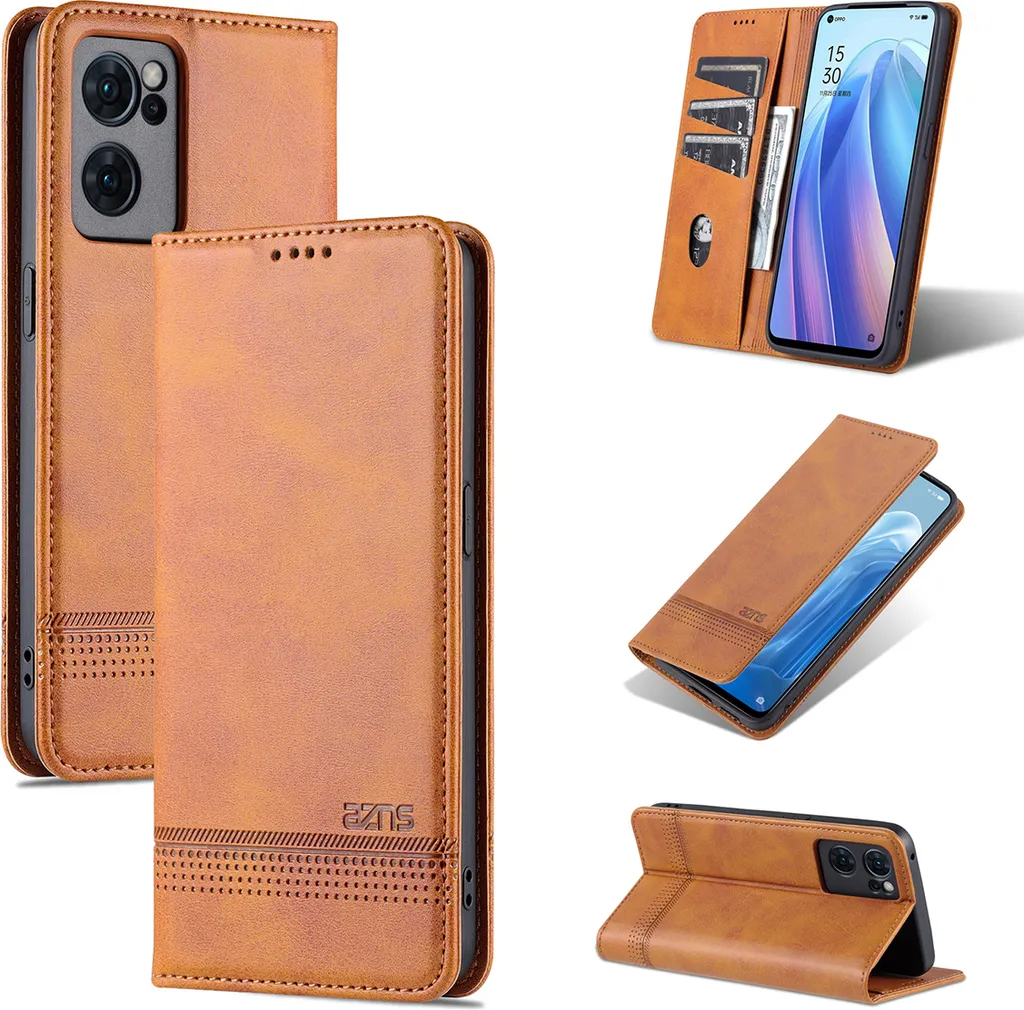 Custodia OPPO Reno7 5G Protettiva Brown - Wallet Case Shockproof
