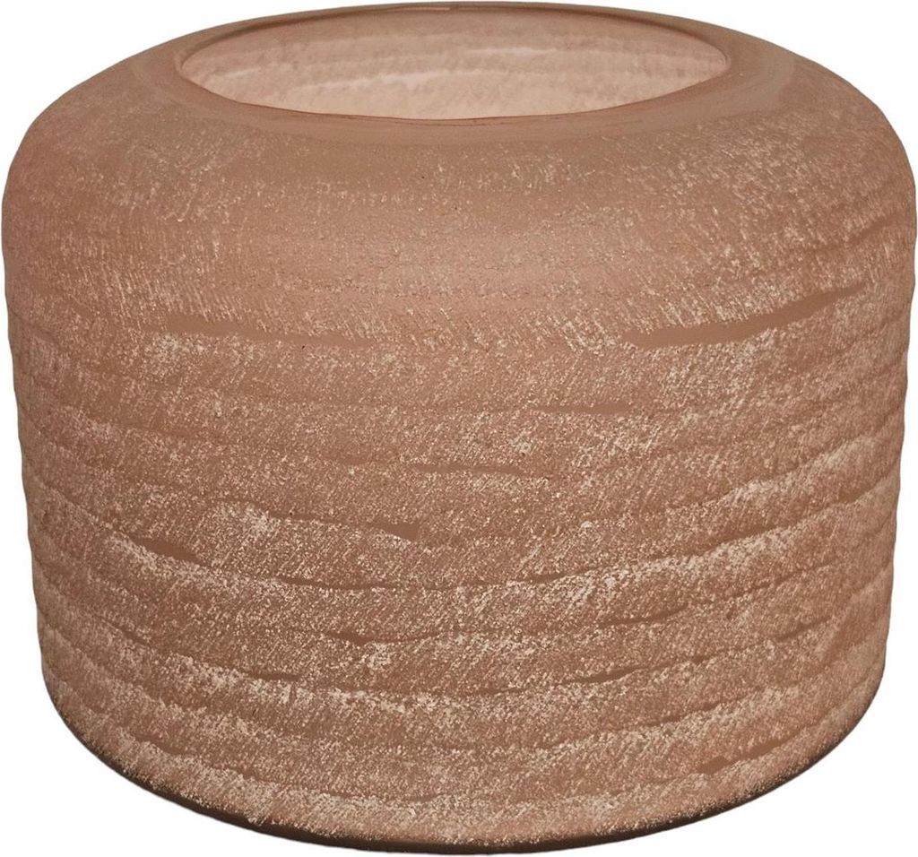 Waxinelichthouder glas roze L 18x13cm