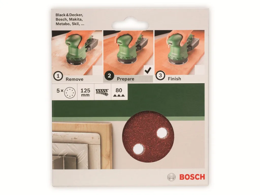 Set Bosch 2609256A24 de 5 abrasifs haute performance à grain robuste