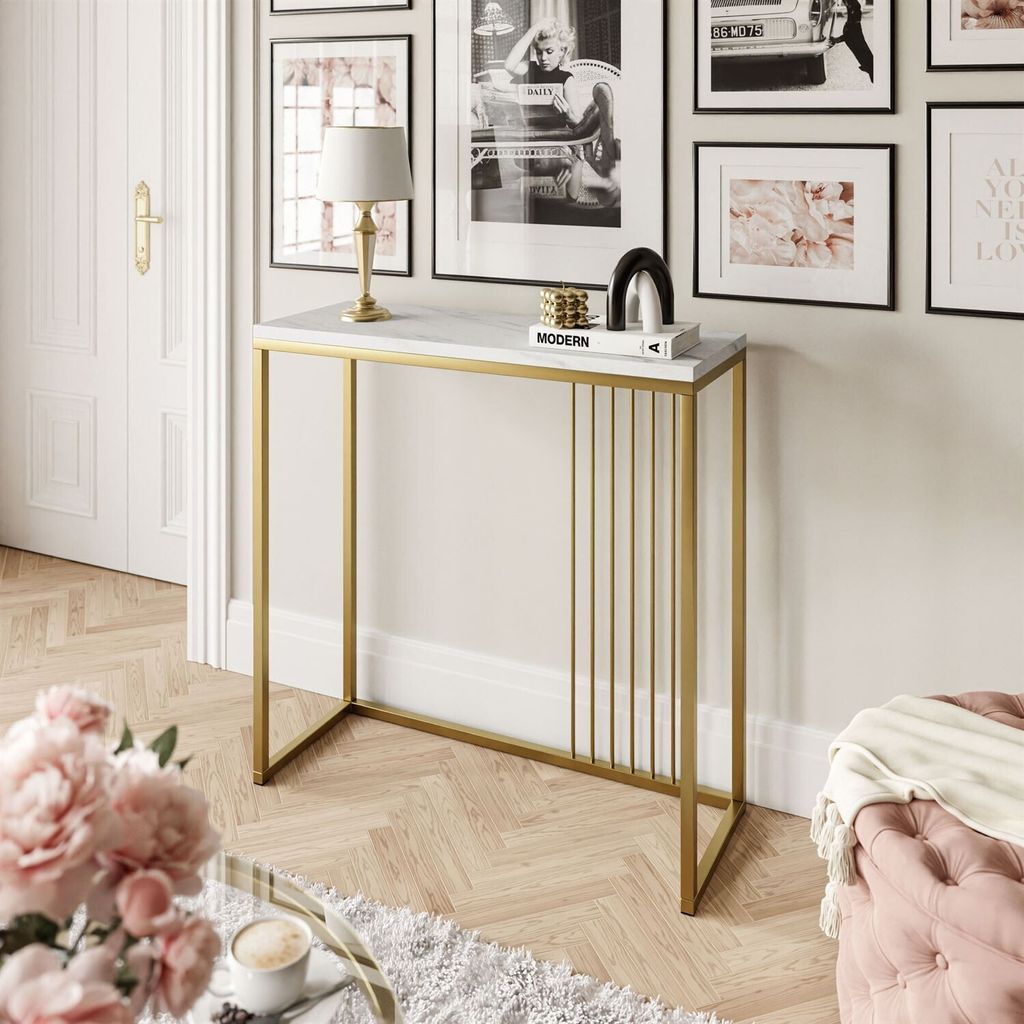 PRIME Konsole 80 cm Gold matt / marmor levanto