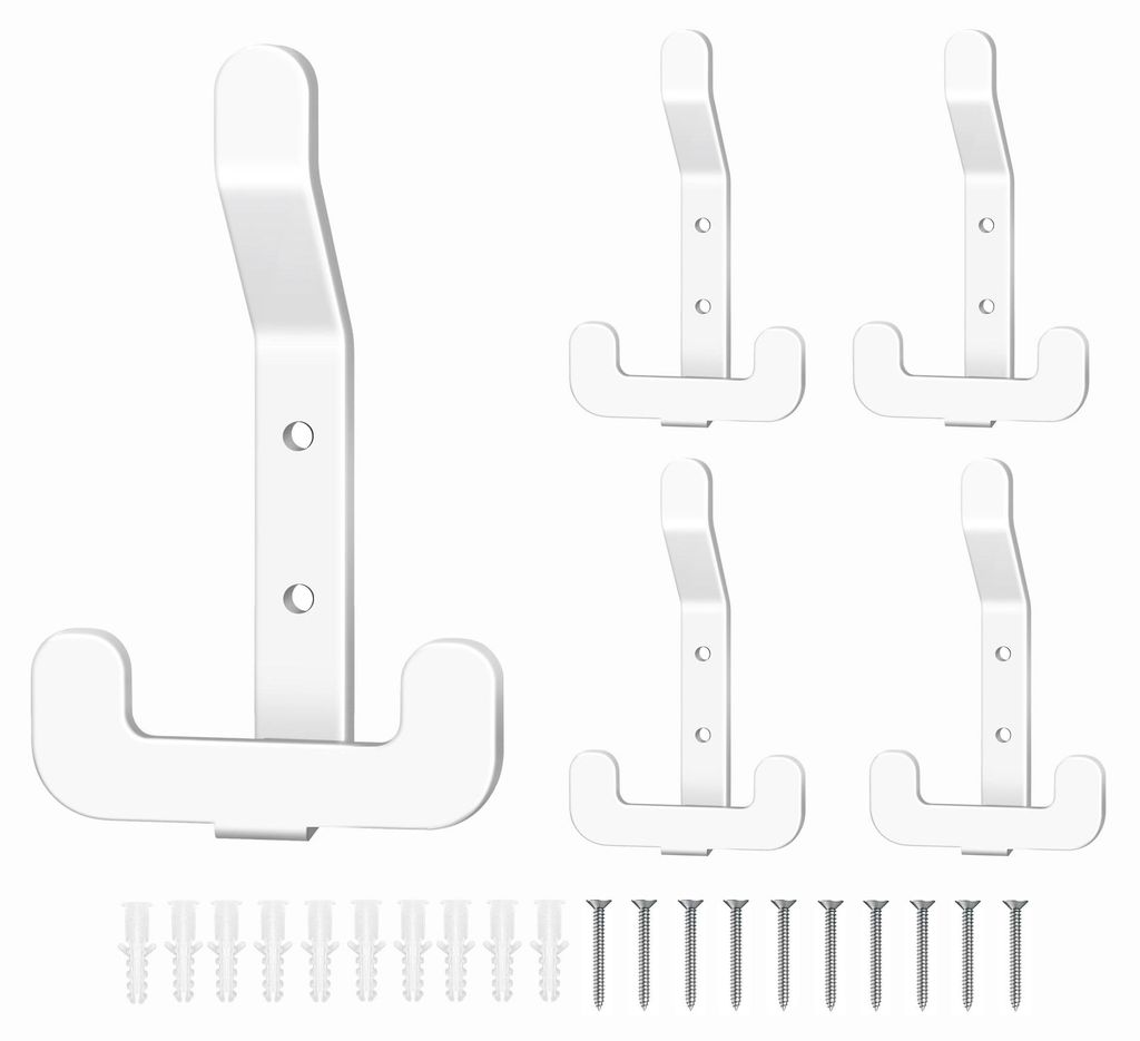 5 Edelstahl-Kleiderhaken, weiße Garderobe, Wandhaken, Wandgarderobe, Haken für Akustikpaneele, Schlafzimmer, Badezimmer, Küche, für Mäntel, Ha...