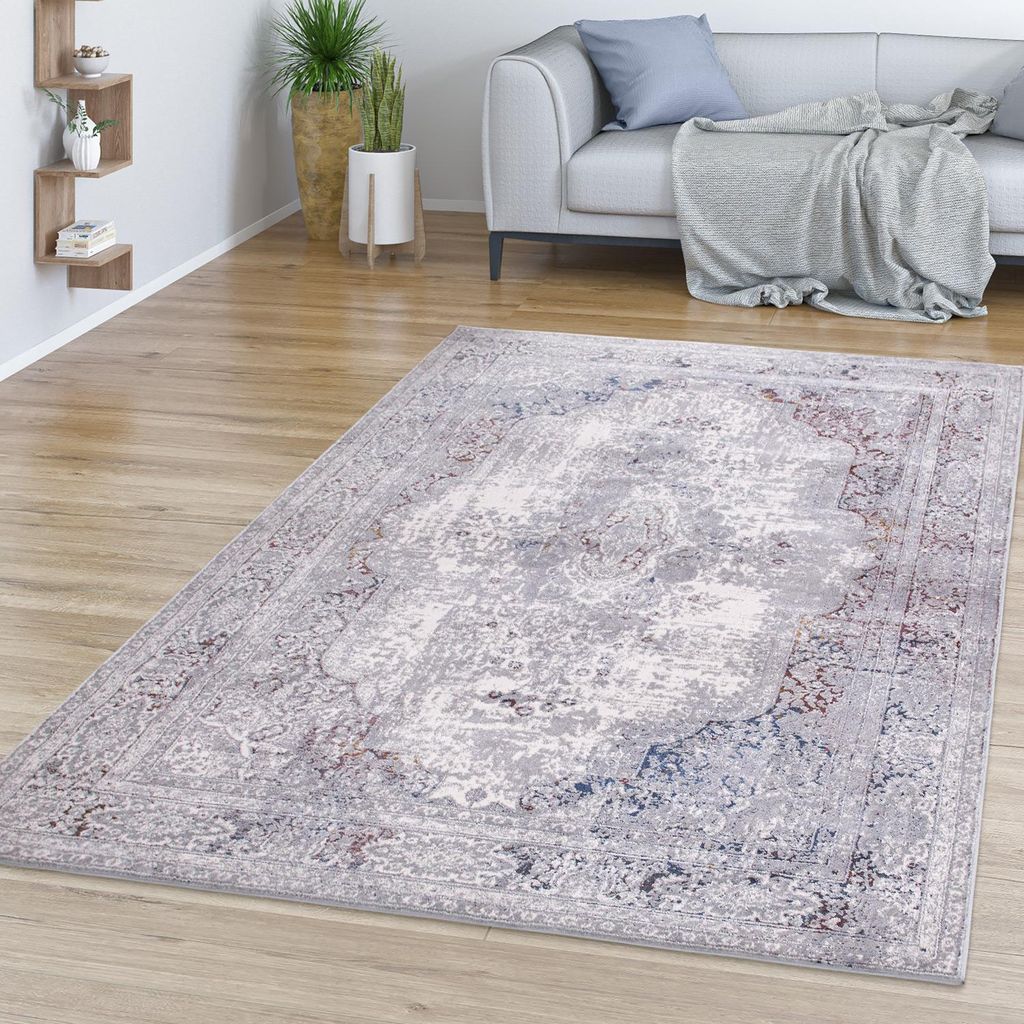 TT Home Wohnzimmer Teppich Kurzflor Used Look Optik Produktbild 