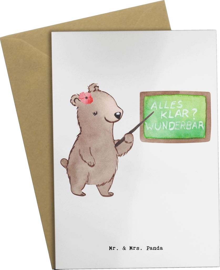 Mr. & Mrs. Panda Grußkarte Schwimmlehrerin Herz - Weiß - Geschenk, Schwimmverein, Schwimmbad, Seepferdchen, glückwunschkarten, Leben Retten, Sch...