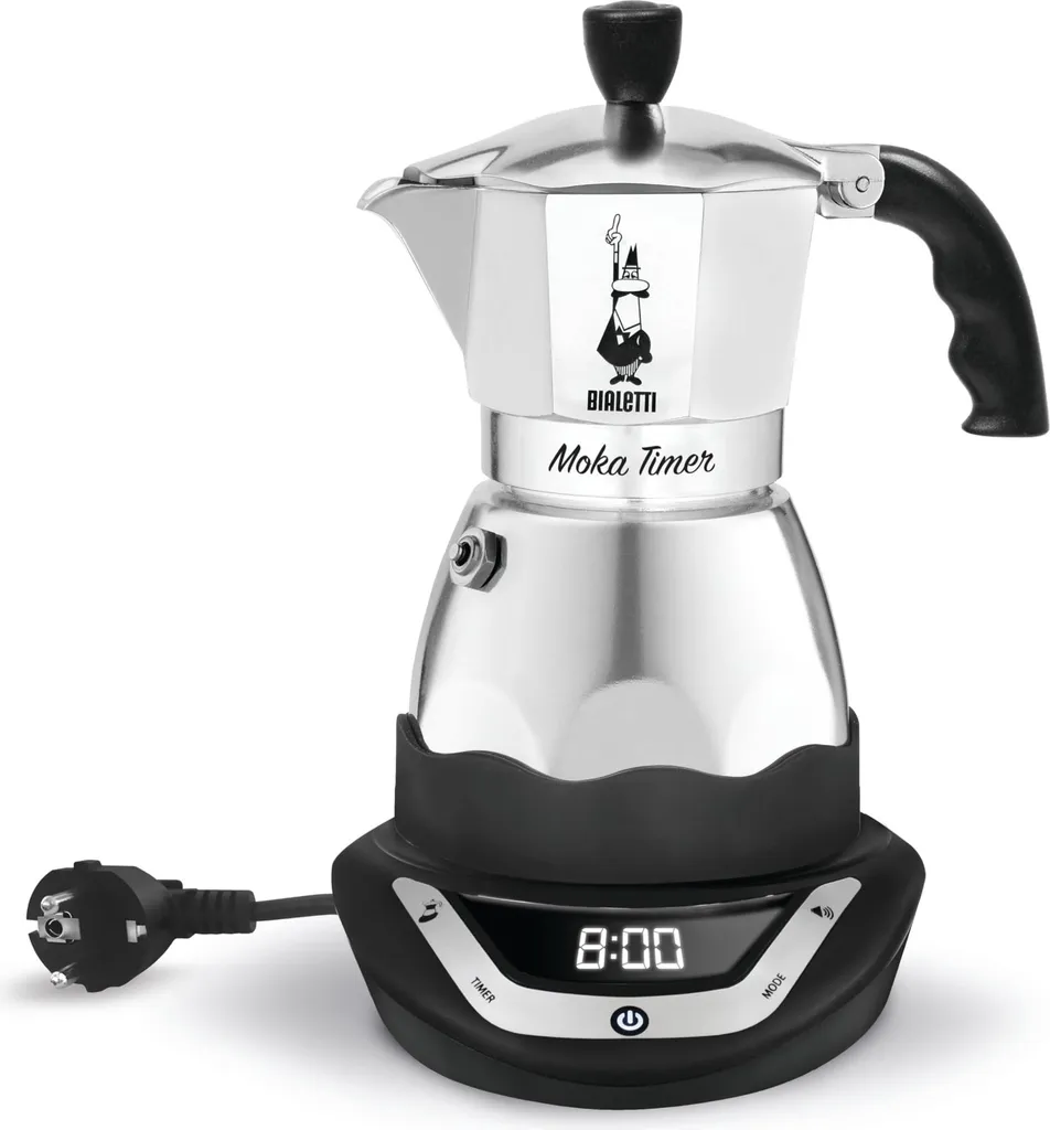 Bialetti Moka Timer 6TZ Cafetière Italienne Électrique Programmable 6 Tasses